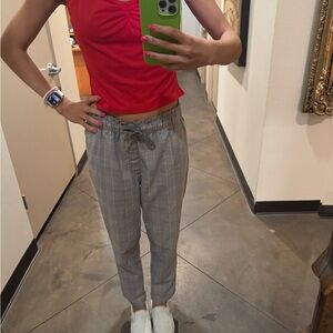 American Eagle Outfitters size XS plaid gray pants w/ drawstring 2 front pockets